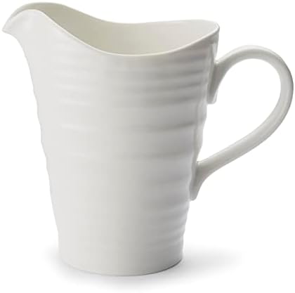 Portmeirion Sophie Conran สีขาวเหยือกสีขาวพร้อมที่จับ | เหยือกครีมเทียม 28 ออนซ์สำหรับกาแฟและนม | ทำจากพอร์ซเลนดี